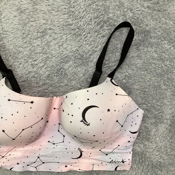 PINK Victoria's Secret Loungin' Scoop lightly lined bra Celestial Print Sz L - Picture 3 of 8